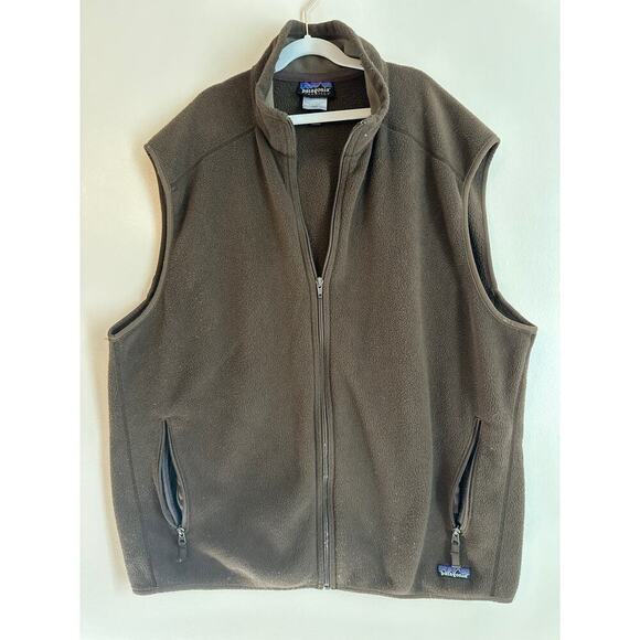 Vintage Y2K Patagonia Men’s Classic Fleece Synchilla Vest Zip Brown Size XXL - Picture 1 of 6